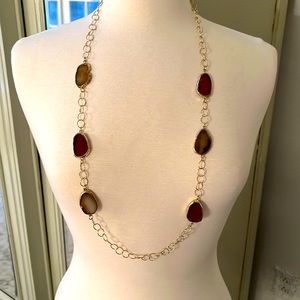 Semiprecious Brown Agate Gold-tone Necklace